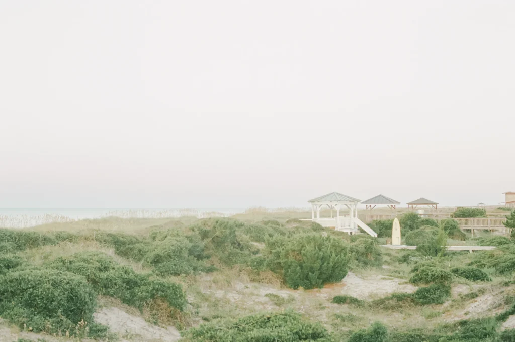 Path through golden dunes at sunset – Europe coastal travel print, minimalist wall art.