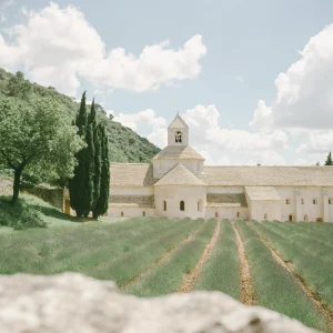 Lavender fields and chapel in Provence – French countryside travel print, France art photography.